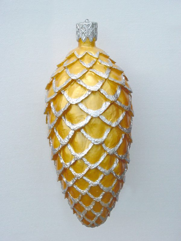 Christmas Decor Pinecone Gold with Silver Trim