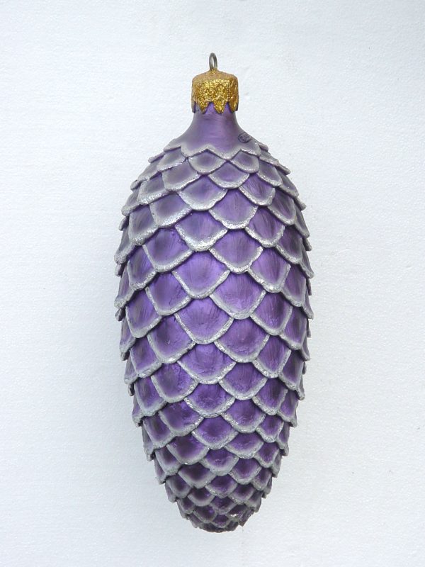 Christmas Decor Pinecone Purple with Silver Trim