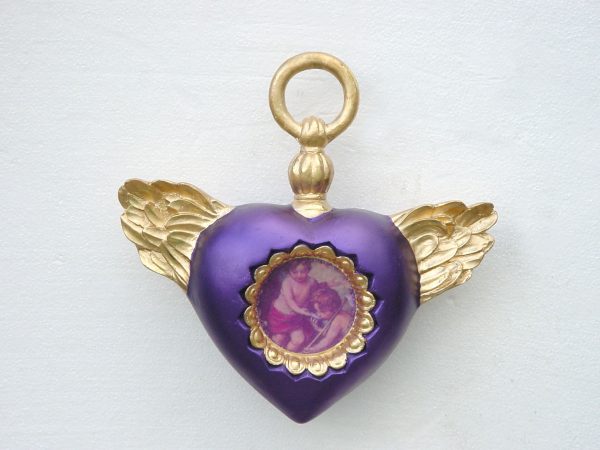 Christmas Decor Heart with Wings Purple