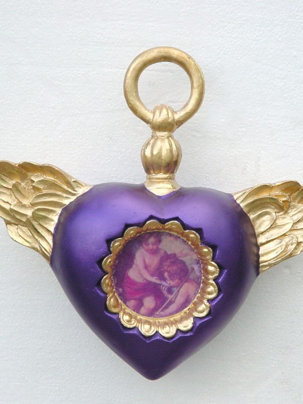 Christmas Decor Heart with Wings Purple