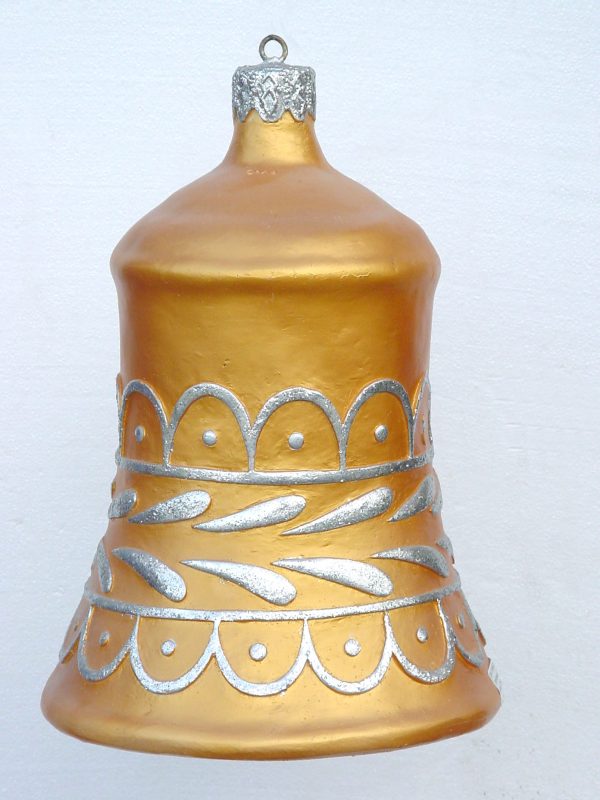 Christmas Decor Bell Gold with Silver Trim