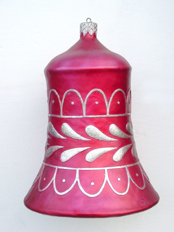 Christmas Decor Bell Red with Silver Trim