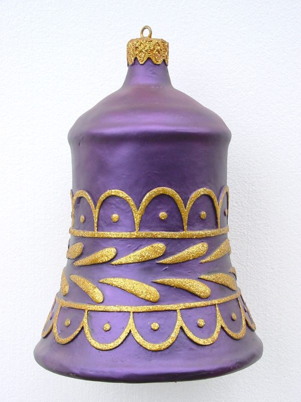 Christmas Decor Bell Purple with Gold Trim
