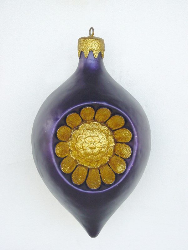 Christmas Decor Flower Drop Purple with Gold