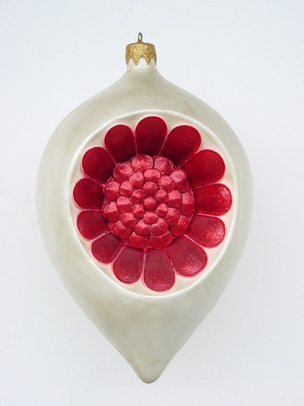 Christmas Decor Flower Drop White with Red