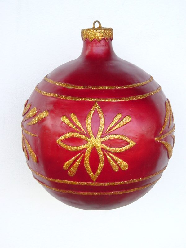 Christmas Decor Ball Red with Gold Trim