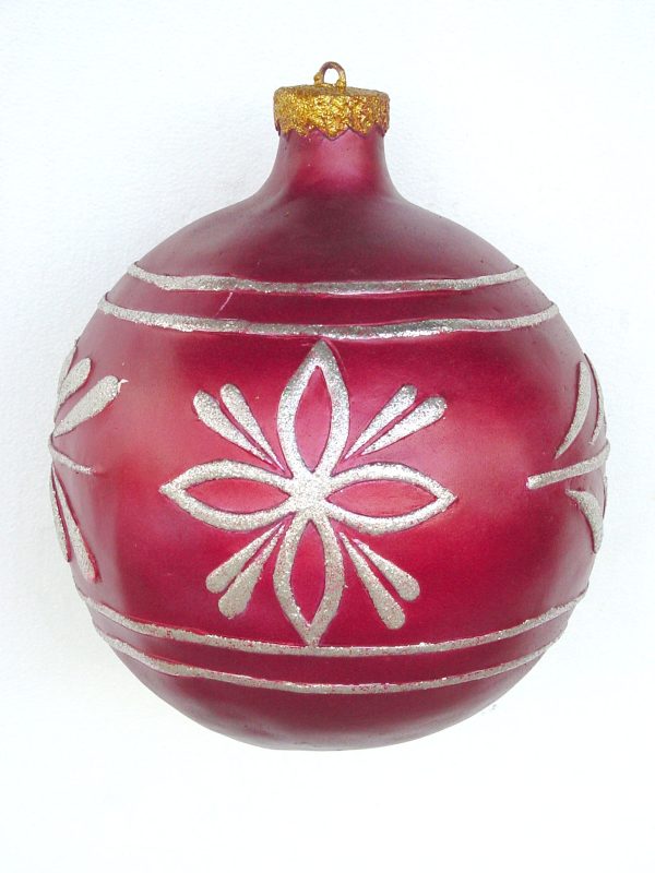 Christmas Decor Ball Red with Silver Trim