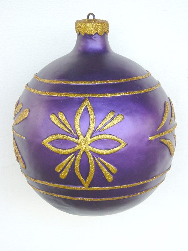 Christmas Decor Ball Purple with Gold Trim