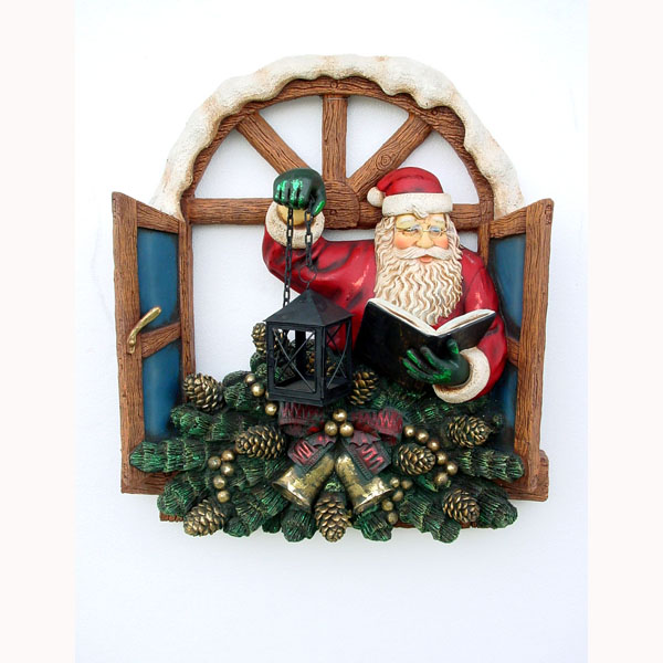 SANTA ON VENETIAN WINDOW