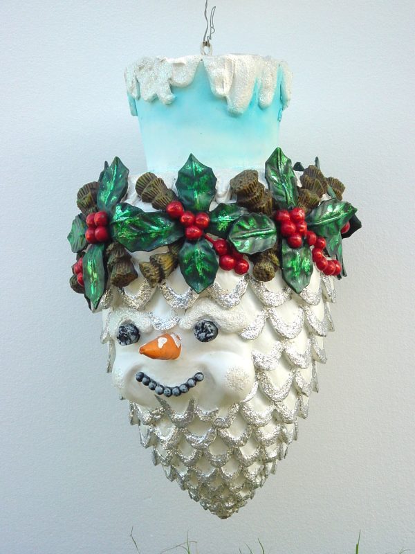 Snowman on Pinecone