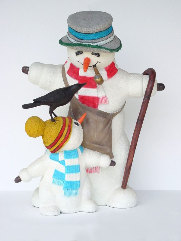 SNOWMAN WITH CHILD & BIRD
