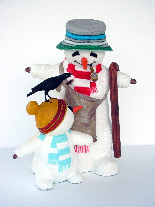 SNOWMAN WITH CHILD AND BIRD