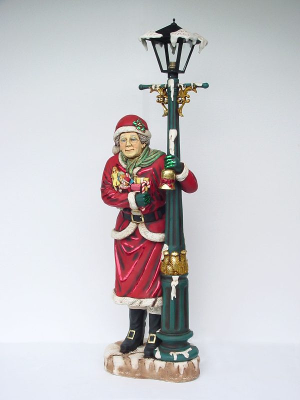MRS. SANTA WITH LAMP POST