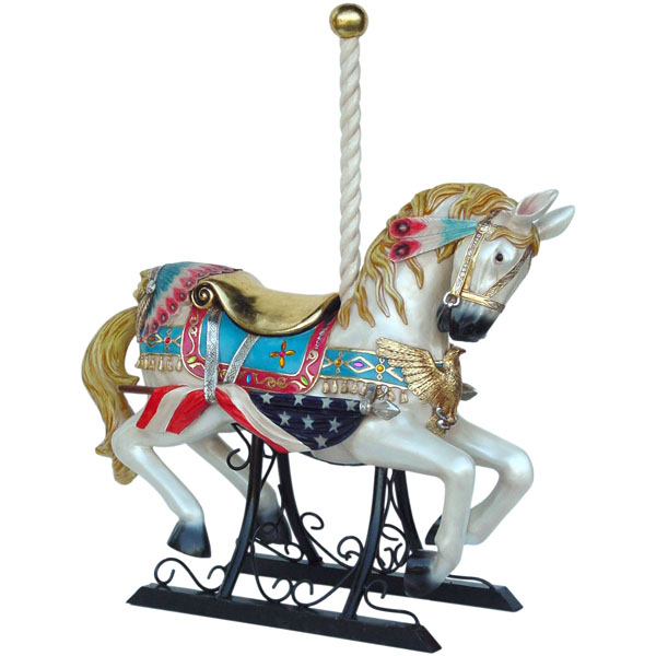 CAROUSEL HORSE ALL AMERICAN WITH METAL BASE