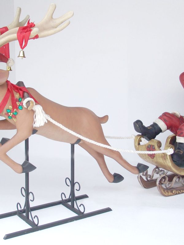 Funny Santa on Sleigh with Funny Reindeer