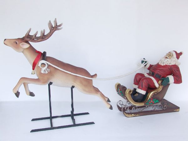 Santa on Sleigh with Reindeer