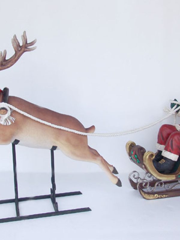 Santa on Sleigh with Reindeer