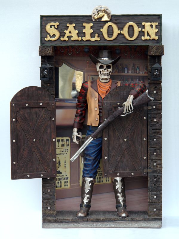 SKELETON COWBOY ON SALOON