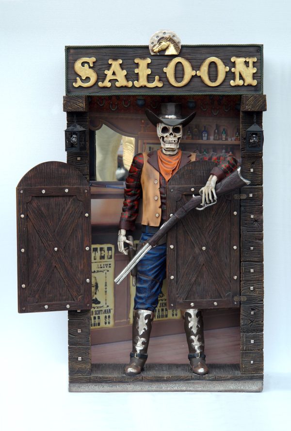 SKELETON COWBOY ON SALOON