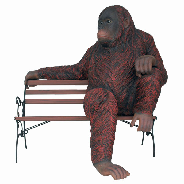 Orangutan Sitting on Bench
