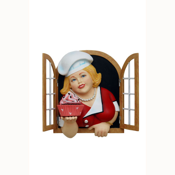 Lady with Cupcake in Window Wall Decor