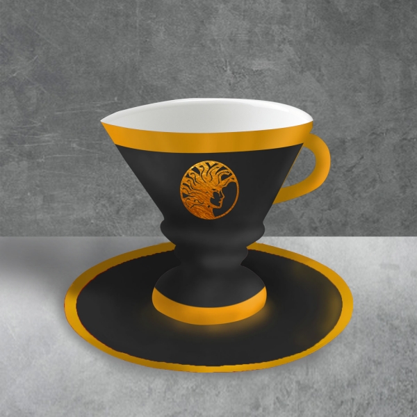 BLACK CUP WITH SAUCER