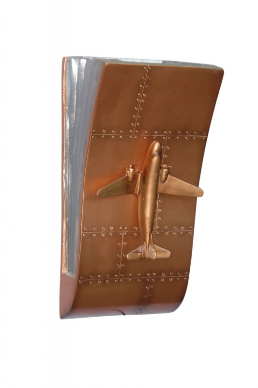 PLATE WITH AIRPLANE WALL LAMP (BRONZE)
