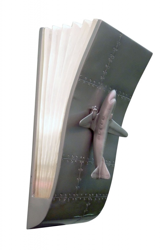 PLATE WITH AIRPLANE WALL LAMP (SILVER)