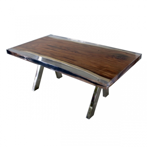 Acacia Wood with Clear Cast Dining Table 3