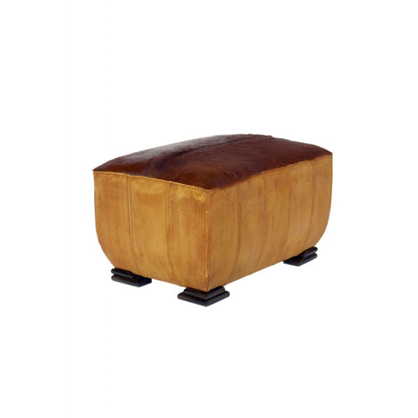Ottoman with Tucked Goat Skin