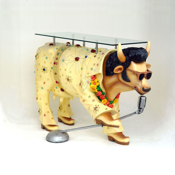 "THE KING" COW TABLE W/ GLASS TOP