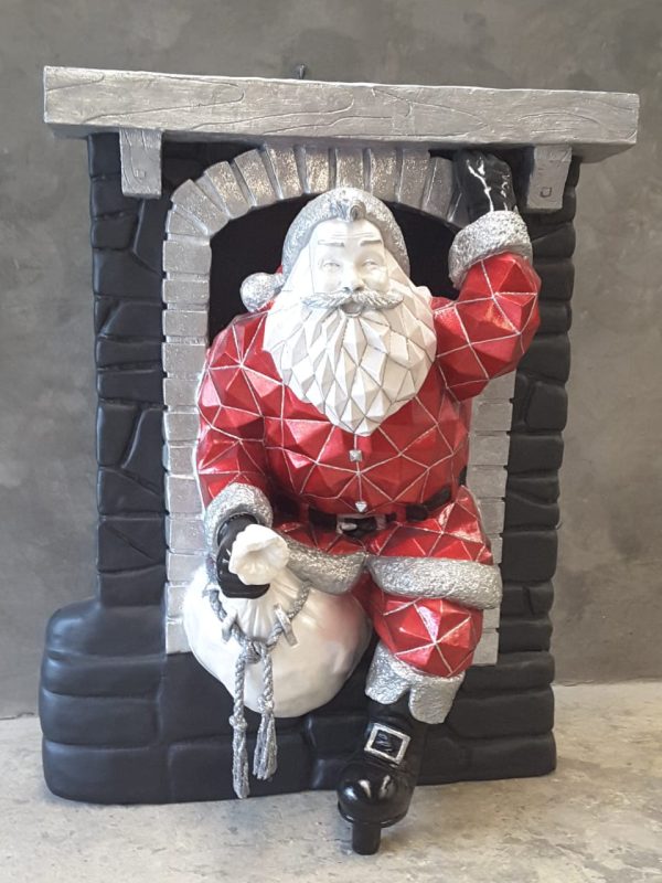 DIAMOND SANTA COMING OUT OF CHIMNEY - RED